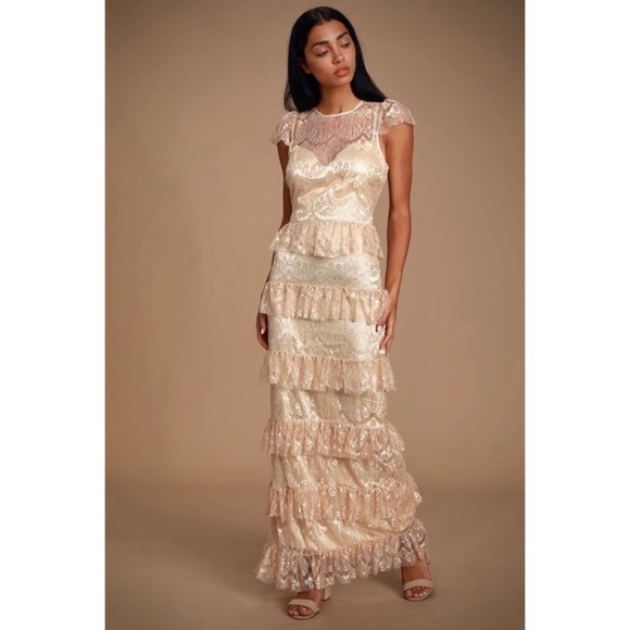 Lulu’s “Lovely Daydreamer” Lace Tiered Maxi Dress - Picture 11 of 12